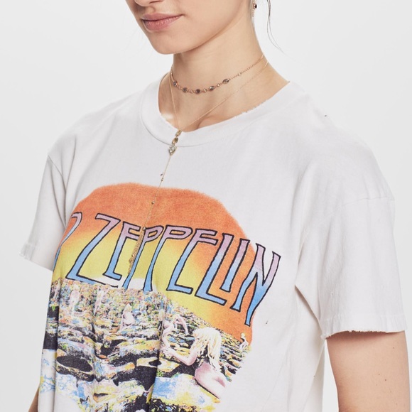 madeworn Tops - Led Zeppelin Holy Crop tee off White House’s of the holy thrashed destroyed
